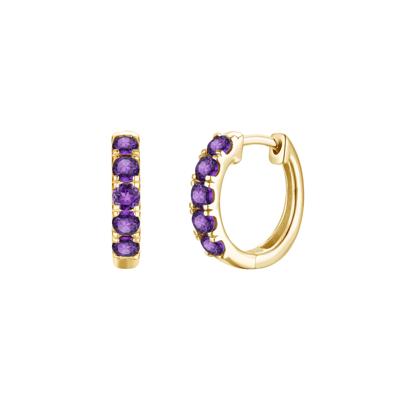 Amethyst Hoop Earrings in 10K Yellow Gold