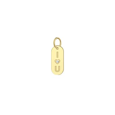 I Love You Oval Bar Tag with Diamond Accent in 10K Yellow Gold