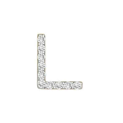 Single-Letter Stud Earring “L” with Diamond Accents in 10K Yellow Gold