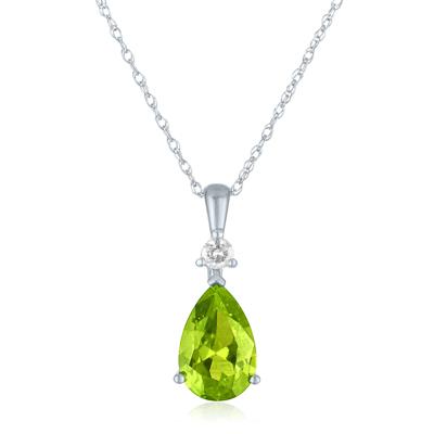 Peridot and Lab-Created White Sapphire Pendant in 10K White Gold