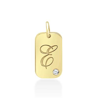 Personalized Tag with Diamond Accent in 10K Yellow Gold