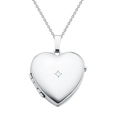 Diamond Accent Heart-Shaped Locket in Sterling Silver