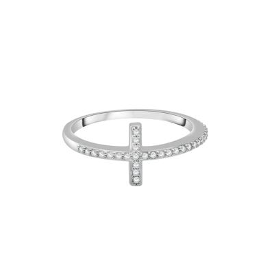 Diamond Cross Ring in Sterling Silver (1/8 ct. tw.)