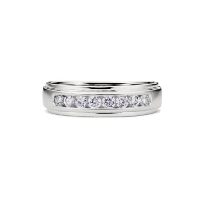 Men’s Lab Grown Diamond Wedding Band with Channel Setting in 10K White Gold (1/2 ct. tw.)