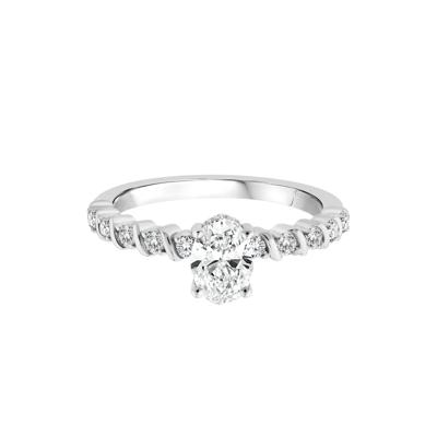 Lab Grown Oval Diamond Engagement Ring in 10K White Gold (1 ct. tw.)