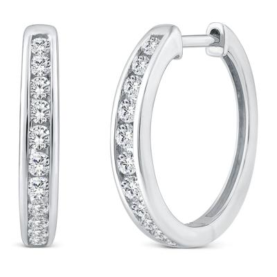 Diamond Channel-Set Hoop Earrings in 10K White Gold (1/2 ct. tw.)