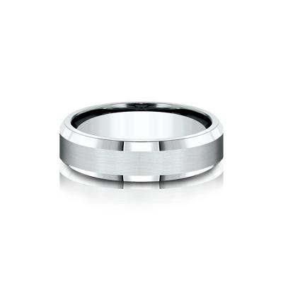 Men's Bevel Edge Band in 10K White Gold, 6MM
