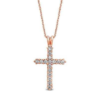 1/4 ct. tw. Diamond Cross Pendant in 10K Rose Gold