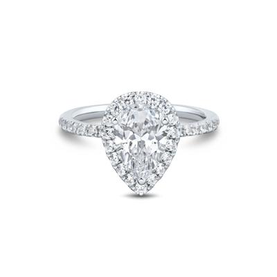 Lab Grown Diamond Pear-Shaped Halo Engagement Ring in 14K White Gold (2 ct. tw.)