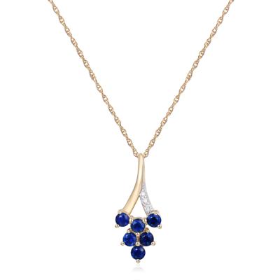 Blue Sapphire and Diamond Accent Pendant in 10K Yellow Gold