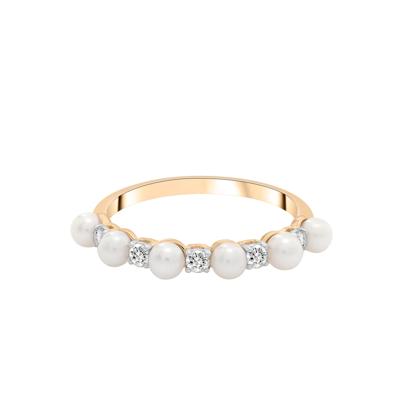 Freshwater Pearl and Lab-Created White Sapphire Ring in 10K Yellow Gold