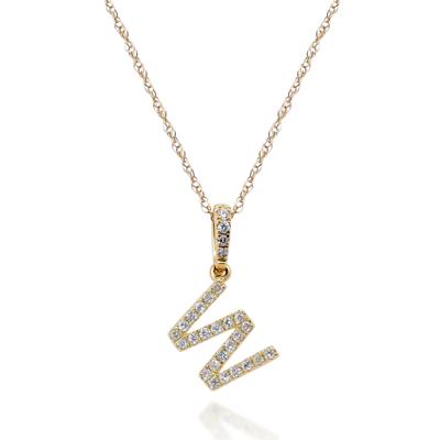 Diamond W Initial Pendant in 10K Yellow Gold (1/10 ct. tw.)
