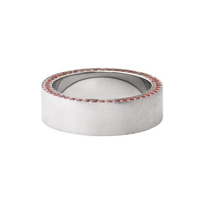 Men’s Bead-Set Ruby Eternity Wedding Band in 14K White Gold, 7MM