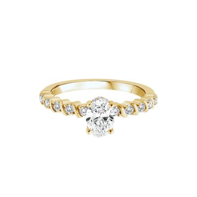 Lab Grown Oval Diamond Engagement Ring in 10K Yellow Gold (1 ct. tw.)