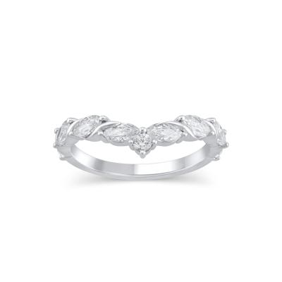 Lab Grown Marquise Diamond Twist Contour Ring in 14K White Gold (1 ct. tw.)