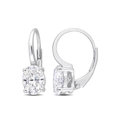 Lab-Created Moissanite Oval Earrings in Sterling Silver (2 1/2 ct. dew)