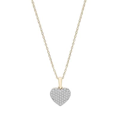 Pavé Diamond Heart Pendant in 10K Yellow Gold (1/4 ct. tw.)