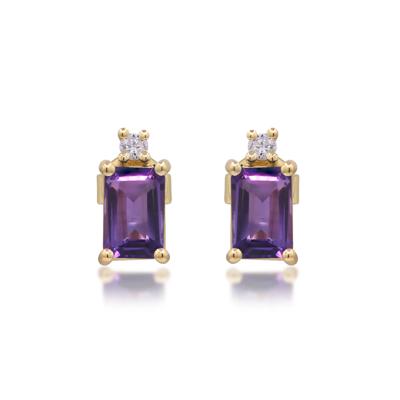Amethyst and Diamond Accent Earrings in 14K Yellow Gold