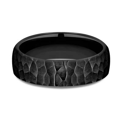 Men's Hammer Finish Band in Black Titanium, 6.5MM