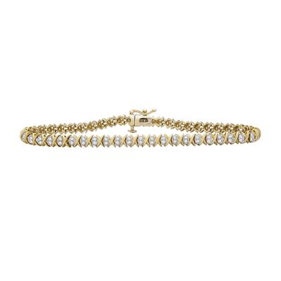 Diamond Double Row Bracelet in 10K Yellow Gold