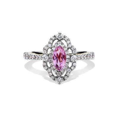 Margaux Rose de France Amethyst Engagement Ring with Diamonds in 14K White Gold (3/4 ct. tw.)