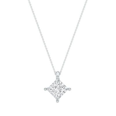 Lab Grown Princess-Cut Diamond Illusion Pendant in 10K White Gold (1/2 ct. tw.)