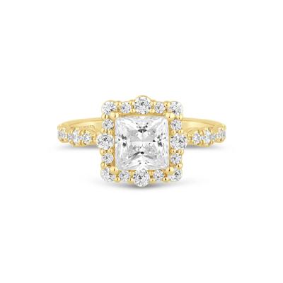 Lab Grown Diamond Princess-Cut Halo Engagement Ring in 14K Yellow Gold (2 3/4 ct. tw.)