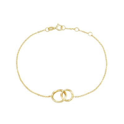 Diamond-Cut Interlocking Circle Bracelet in 14K Yellow Gold, 7.5"
