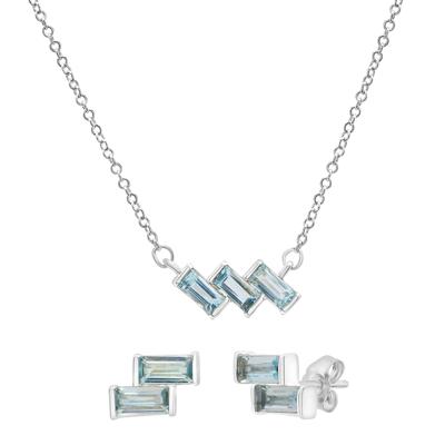 Sky Blue Topaz Pendant & Earring Set in Sterling Silver