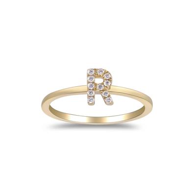 Diamond Accent "R" Initial Ring in 10K Yellow Gold