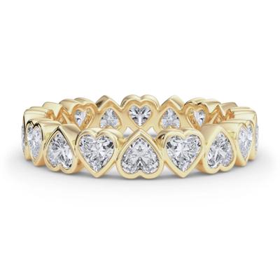 Lab Grown Diamond Heart Bezel Eternity Band in 14K Yellow Gold (2 ct. tw.)