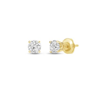 Lab Grown Diamond Round Solitaire Stud Earrings in 14K Yellow Gold (3/4 ct. tw.)