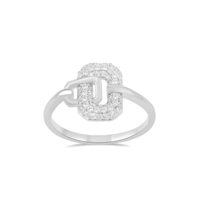 Diamond Oval Interlock Ring in Sterling Silver (1/4 ct. tw.)
