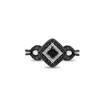 Maleficent Onyx and Diamond Accent Horn Ring in Sterling Silver