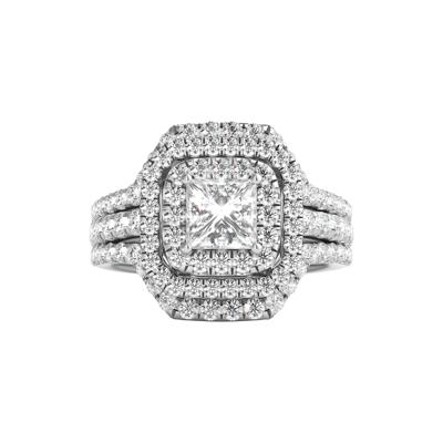 2 ct. tw. Diamond Halo Engagement Ring Set in 14K White Gold