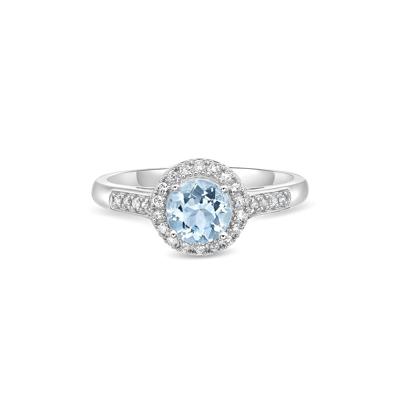 Aquamarine & 1/8 ct. tw. Diamond Ring in Sterling Silver