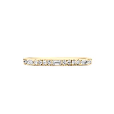 Lab Grown Diamond Round & Baguette Stack Band in 10K Yellow Gold (1/5 ct. t.w)