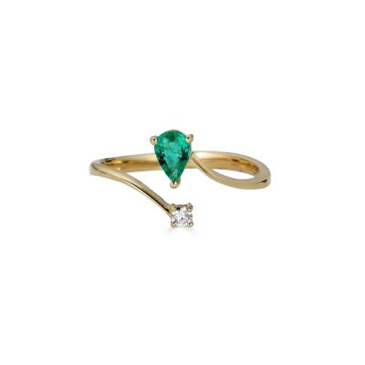 Emerald & Diamond Ring in 10K Yellow Gold