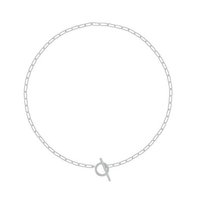 Diamond Toggle Paperclip Chain Necklace in Sterling Silver (1/7 ct. tw.)