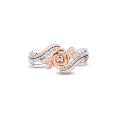 Belle Rose Ring in Sterling Silver & 10K Rose Gold (1/10 ct. tw.)