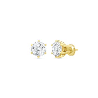 Lab Grown Diamond Round Solitaire Stud Earrings in 14K Yellow Gold (3 ct. tw.)