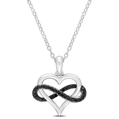 Black Diamond Infinity Heart Pendant in Sterling Silver (1/7 ct. tw.)
