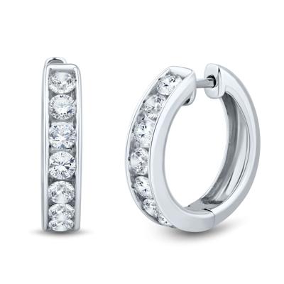 Lab Grown Diamond Channel Hoop Earrings in 14K White Gold (1 ct. tw.)