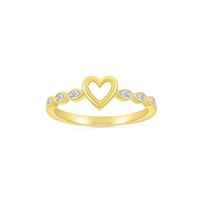 Diamond Accent Heart Ring in 10K Yellow Gold 