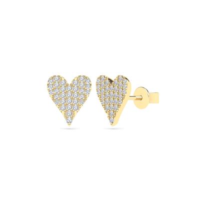 Diamond Heart Earrings in 14K Yellow Gold (1/7 ct. tw.)