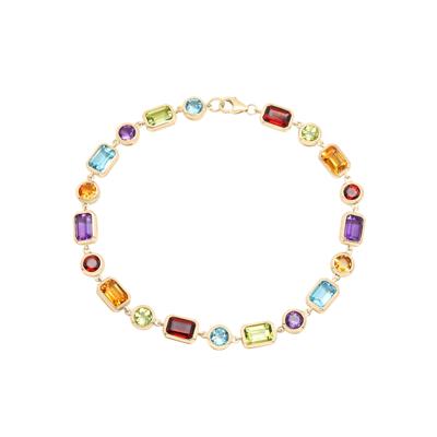 Multi-Gemstone Bezel Bracelet in 10K Yellow Gold