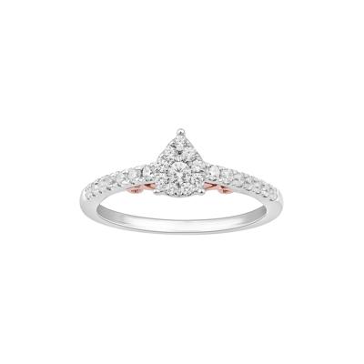Ariel Diamond Engagement Ring with Pear Shape in 10K White & Rose Gold (1/3 ct. tw.)