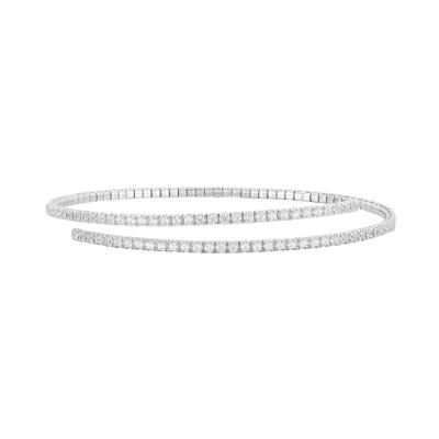 Diamond Wrap Flex Bangle Bracelet in 10K White Gold (1 ct. tw.)