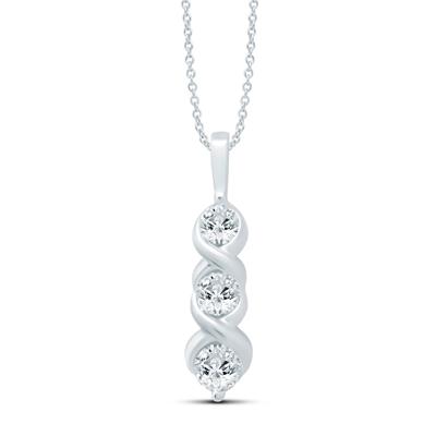 Diamond Three-Stone Pendant in 10K White Gold (3/4 ct. tw.)