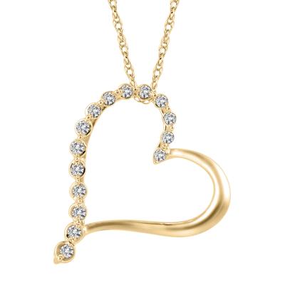 Diamond Journey Heart Pendant in 10K Yellow Gold (1/10 ct. tw.)